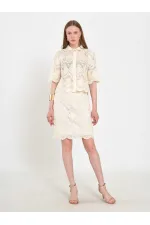 041195 Lace-Look Mini Skirt