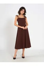 Robe midi en voile à volants 111554