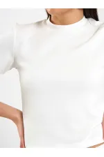 050734 Bisiklet Yaka Crop T-Shirt