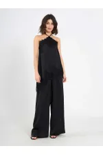 031649 Wide Pleated Satin Trousers