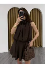 071927 Sleeveless Blouse with Rose Buckle Neckline