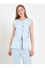 120732 Vest with Ruffled Hem