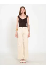 031668 Geniş Paça Denim Pantolon