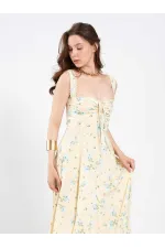 111729 Midi Dress with Ruched Bust and Ruffles 111729 Midi Dress with Ruched Bust and Ruffles