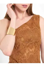 071920 Lace-Look One-Shoulder Asymmetrical Blouse