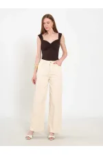 031668 Geniş Paça Denim Pantolon