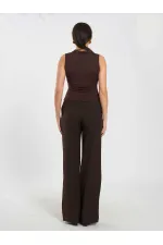 071894 Front Zipper Knitted Sleeveless Bodysuit