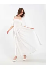 Robe en coton à manches ballon 111736 Robe en coton à manches ballon 111736