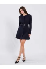 111640 Kendinden Kemerli Mini Elbise
