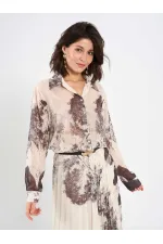 080813 Watercolor Effect Chiffon Shirt