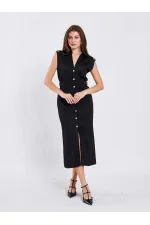 111636 Omzu Apoletli Örme Elbise