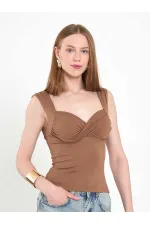 071926 Draped Front Knitted Blouse