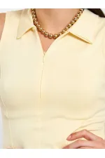 071894 Önü Fermuarlı Örme Kolsuz Body