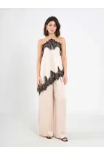031649 Wide Pleated Satin Trousers