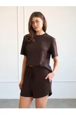 010882 Short mini en maille à taille élastique