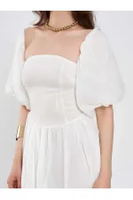 Robe en coton à manches ballon 111736 Robe en coton à manches ballon 111736