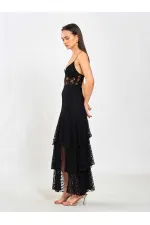 041177 Katlı Yırtmaçlı Dantel Etek