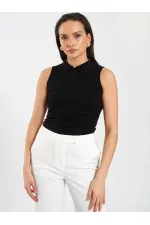 071894 Önü Fermuarlı Örme Kolsuz Body