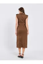 111636 Omzu Apoletli Örme Elbise