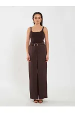 031656 Satin Belted Straight Leg Trousers