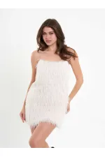 111658 Saçaklı Mini  Elbise