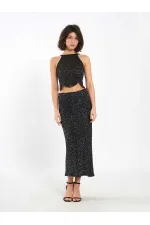041185 Sequined Midi Skirt