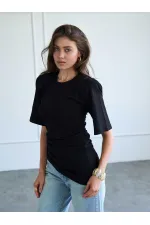 050748 Vatkalı Büzgülü T-shirt