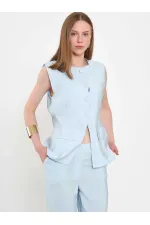 120732 Vest with Ruffled Hem