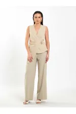 071892 Tokalı V Yaka Asimetrik Bluz