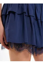 041180 Dantel Detaylı Kloş Etek