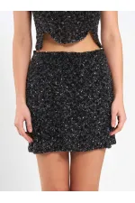 Jupe courte à sequins en forme de cloche (041184)