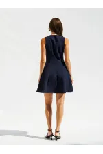 111611 Sleeveless Mini Button Detail Dress