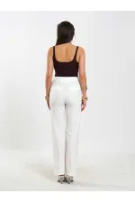 031653 Straight Cut Trousers with Belt Detail