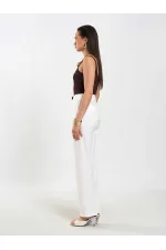 031653 Straight Cut Trousers with Belt Detail