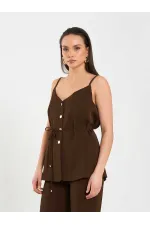 120743 V Yaka Belden Bağlamalı Yelek