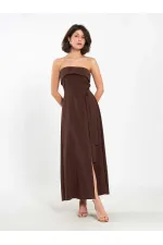 111706 Strapless Dress with Slit