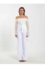 071832 Chemisier asymétrique à encolure bateau