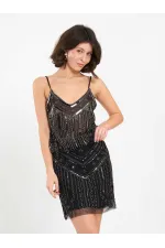 Jupe courte en tulle à sequins 041186