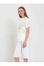 050741 T132 Crew Neck Beaded Print T-shirt