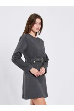 111640 Kendinden Kemerli Mini Elbise