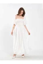 Robe en coton à manches ballon 111736 Robe en coton à manches ballon 111736