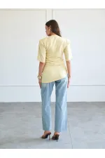 050748 Vatkalı Büzgülü T-shirt