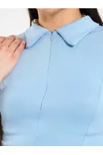 071894 Front Zipper Knitted Sleeveless Bodysuit