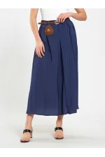 041164 A Pileli Kemerli Midi Etek