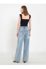 031668 Wide Leg Denim Trousers