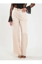 031656 Satin Belted Straight Leg Trousers