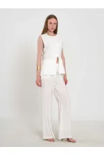 120732 Vest with Ruffled Hem