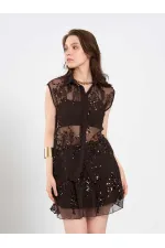 Chemise sans manches à sequins et ornements 080821