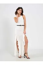 Robe ceinturée ornée 111711