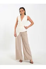 071892 Tokalı V Yaka Asimetrik Bluz